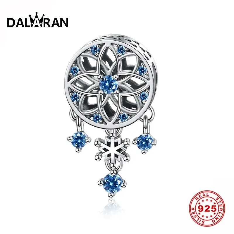 DALARAN 925 пробы Серебряный Ловец снов шармы CZ снежинка ажурная Бусина Подходит для