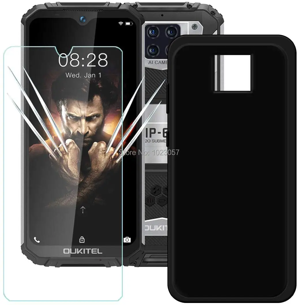 Чехол для Oukitel WP6 черный мягкий чехол с черным закаленным стеклом 6 3