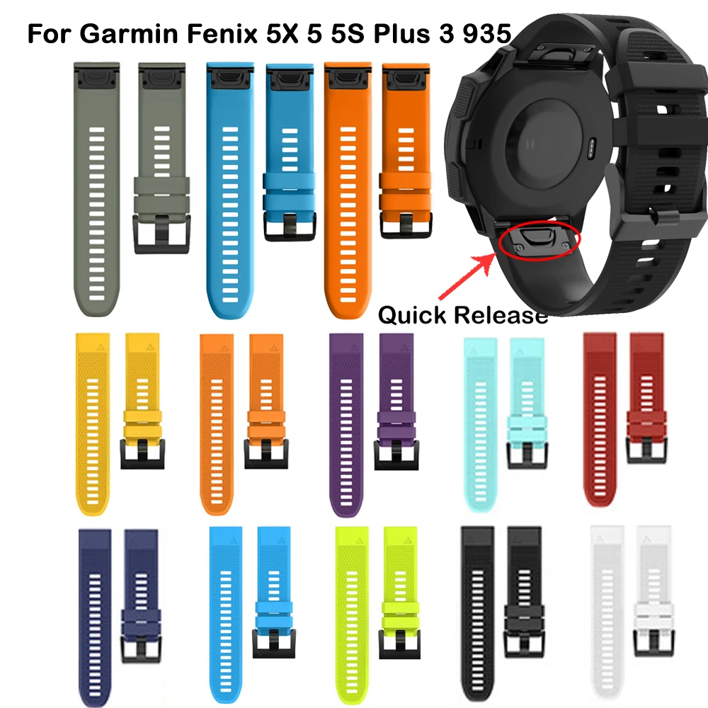 26 22 20 мм ремешок для часов Garmin Fenix 6 6X Pro 5 5X Plus 3HR силиконовый Fenix6 Fenix5 Quick Release