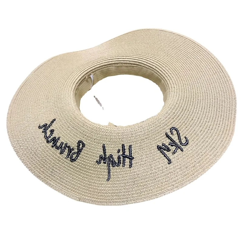 

Y207Custom Embroidered LOGO Straw Hat Summer Men and Women Sunshade Ladies Beach Hat Sunshade Big Brimmed Hat Can Be Printed