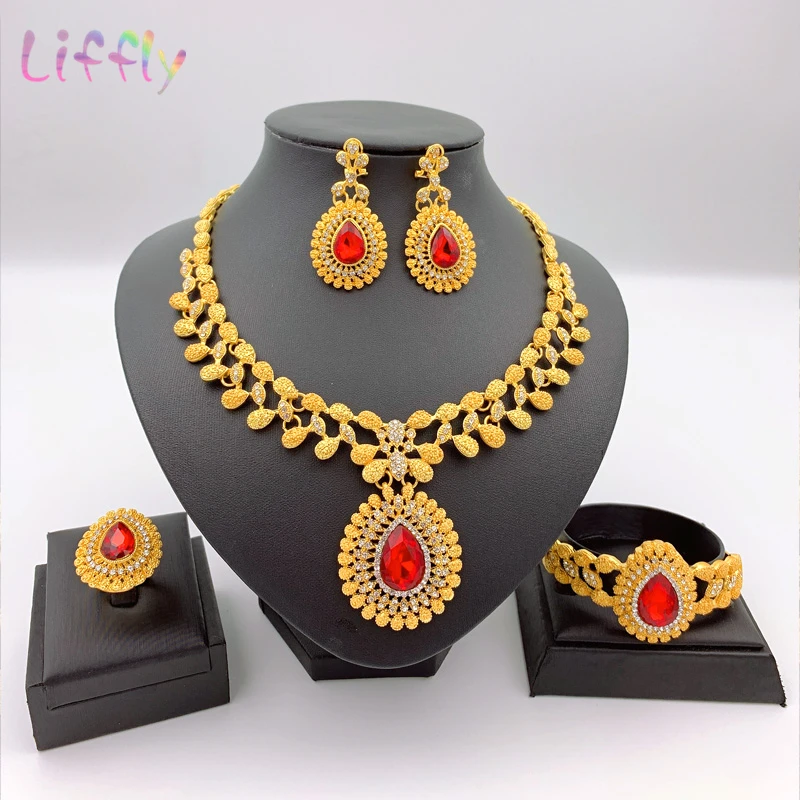 Новый роскошный комплект ювелирных изделий Стразы из Дубая нигерийский для