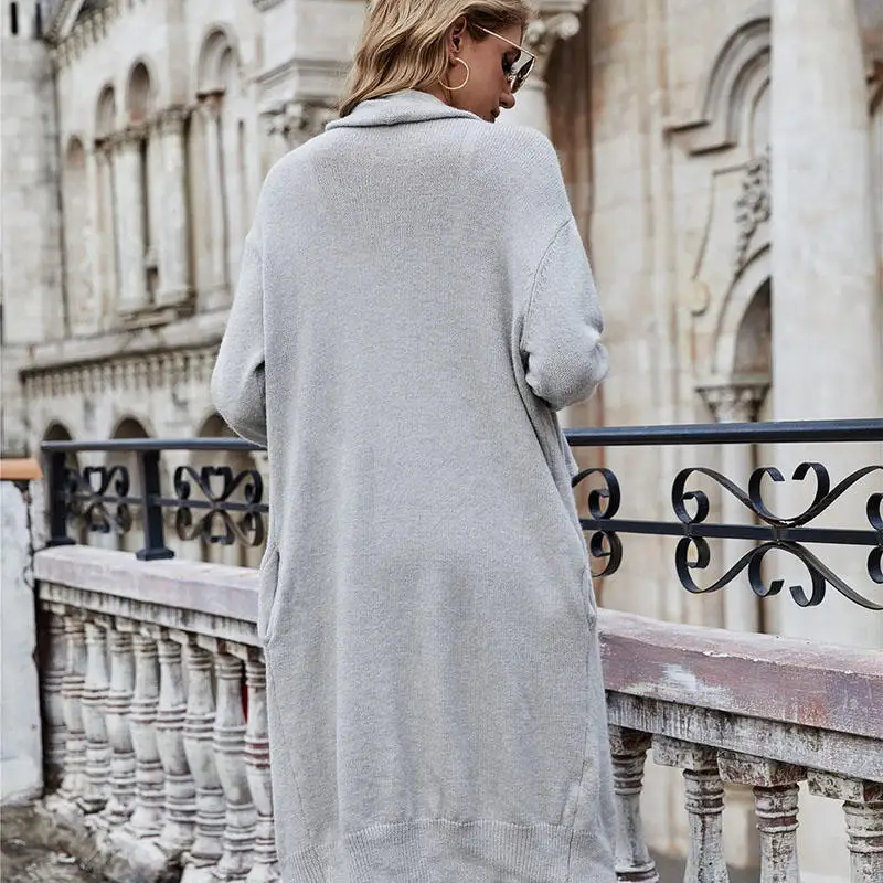 

Diiwii Women Solid Color Lapel Batwing Long Sleeve Knitted Open Front Coat OL Casual Jacket Cardigan Autumn Winter