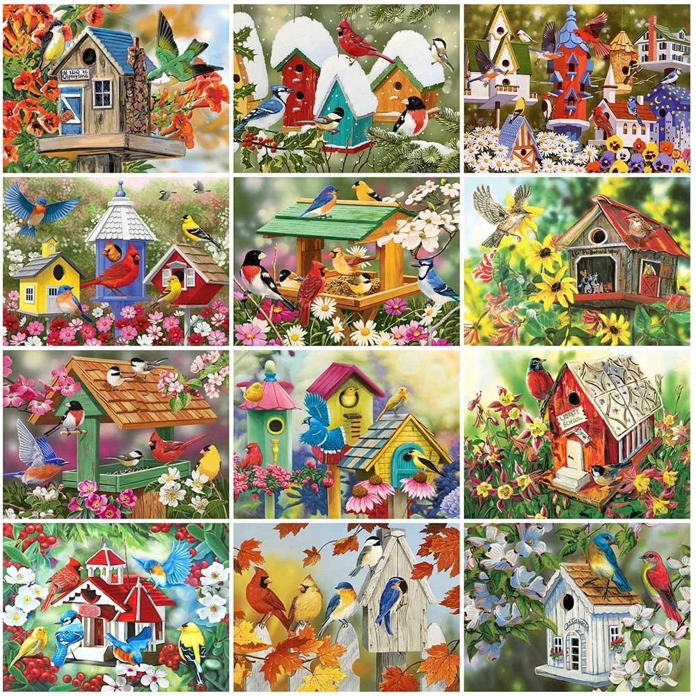 

5D Diy Diamond Embroidery Bird Cross Stitch Kit Diamond Painting Flower Animal Full Square Round Drill Mosaic Home Decorations