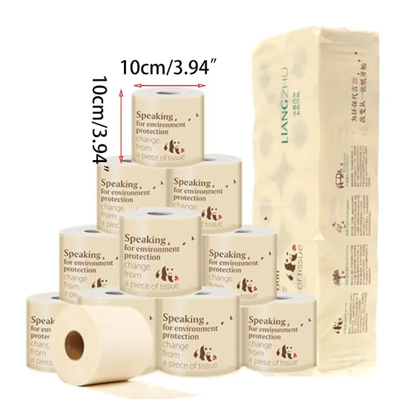 

10 Rolls Toilet Paper 3-Layers Thickened Household Bath Tissue Towels GXMC