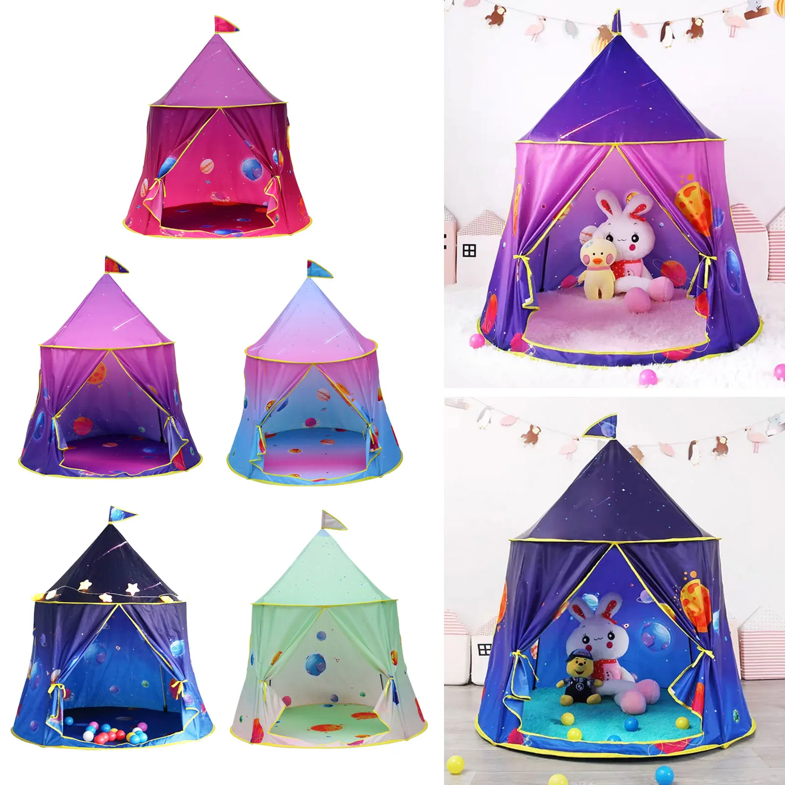 

Детская забавная Складная Игровая палатка с тематикой космического пространства игровой домик с сумкой для хранения для малышей Детская и...