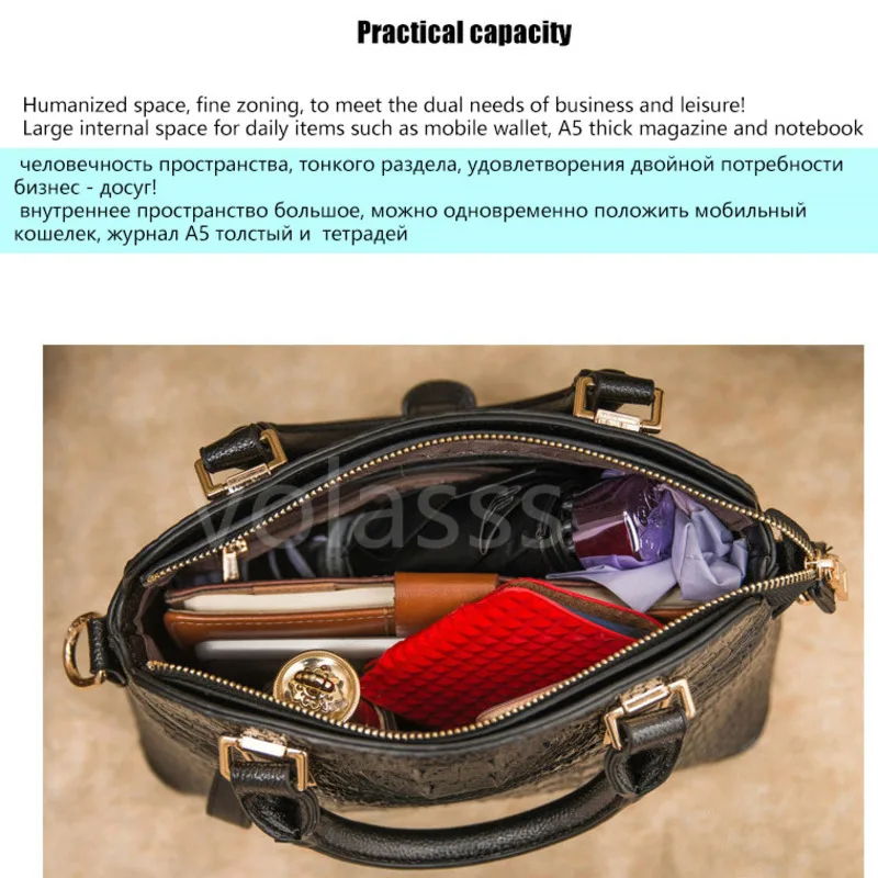 Женская сумка из крокодиловой кожи вместительная мессенджер в стиле ретро