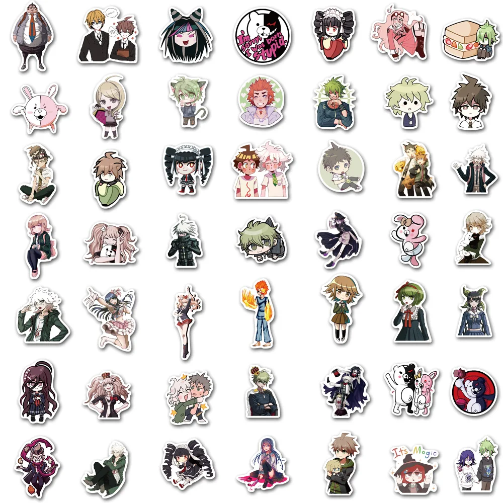 Calcoman&iacute;as de juego Danganronpa para Snowboard, variadas, bricolaje, para equipaje, nevera, guitarra, Graffiti, pegatinas de juguete de chico cl&aacute;sico, 100 Uds.-4