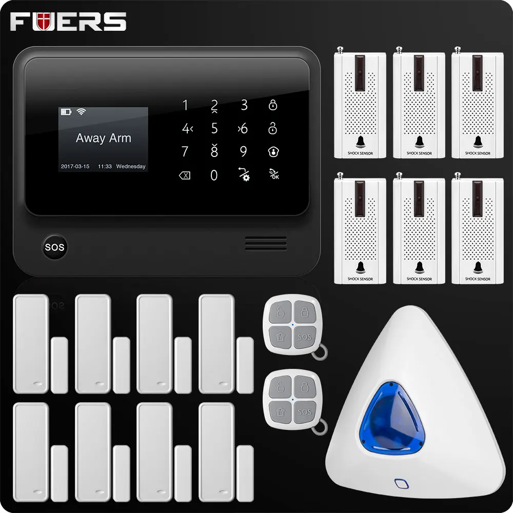 G90B Plus Wireless WiFi GSM GPRS SMS Home Security Alarm System LCD ISO Android App Control Flash siren | Безопасность и защита