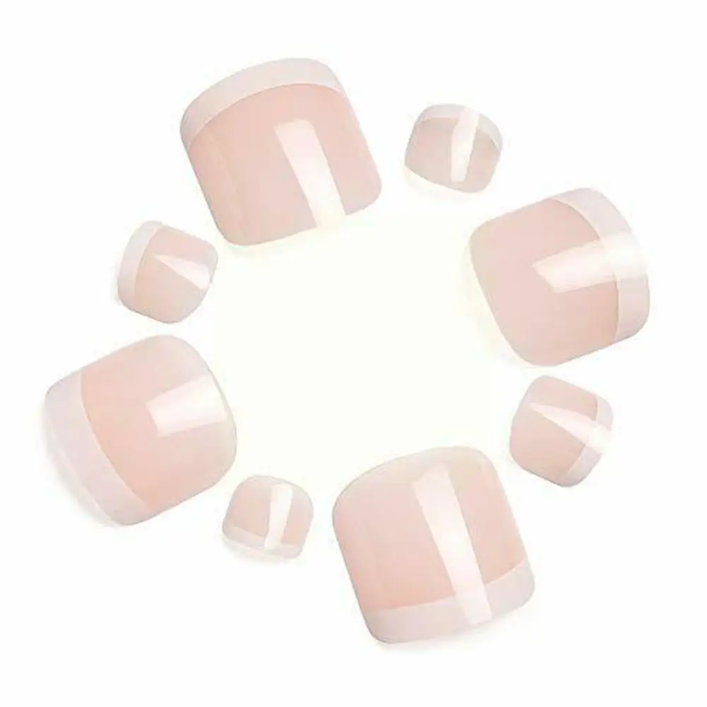

French False Nail Powder Skin Color Manicure Hands OPP Nails Armor Manicure Two-Tone False Tips Feet Tool Wearing And Bag R2Z8