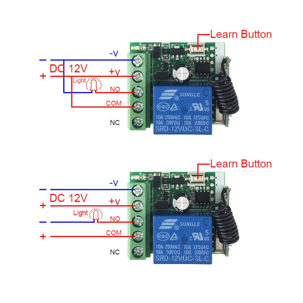 

Universal Wireless Remote Control Switch 433 Mhz DC 12V 1CH Relay Receiver Module and RF Transmitter Electronic Lock Control Diy