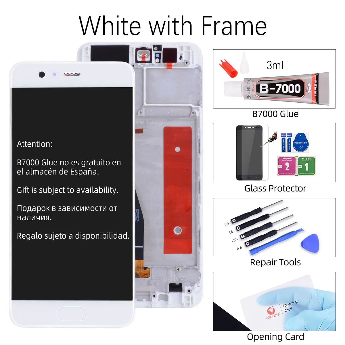 with Frame White ЖК-дисплей для huawei P10, сенсорный экран, Замена для huawei P10, ЖК-дисплей с рамкой,, 5,1 '', VTR-L09, L10, L29 - Цвет: with Frame White