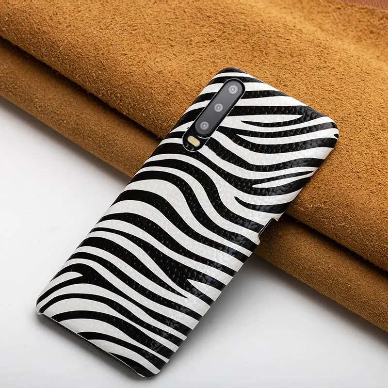 Huawei P20 P30 чехол для телефона полуобернутый матовый Зебра Полосатый кожаный pro