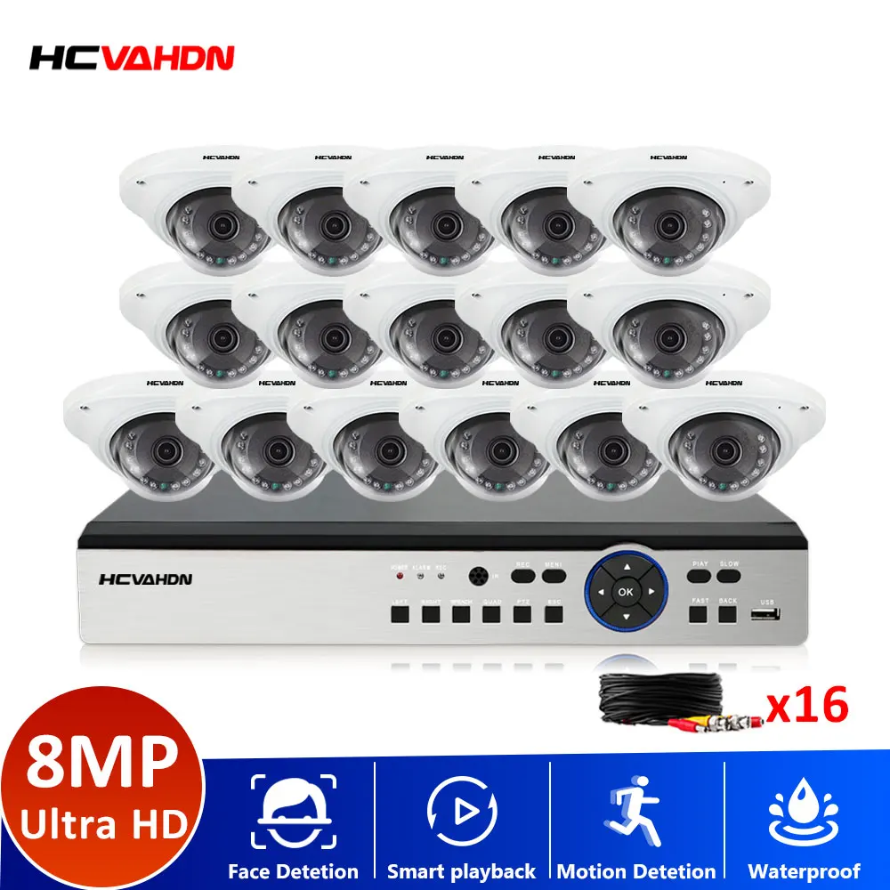 

16CH AHD DVR 4K Security camera CCTV system 8/16pcs 8MP Cameras Outdoor Waterproof Explosion proof Dome Video Surveillance kit