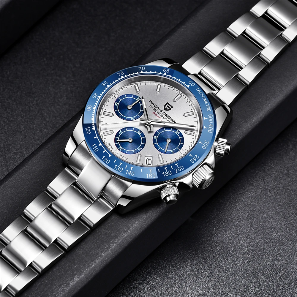 2022 New PAGANI Design Top Brand Men's Sports Quartz Watches Sapphire Stainless Steel Waterproof Chronograph Luxury Reloj Hombre