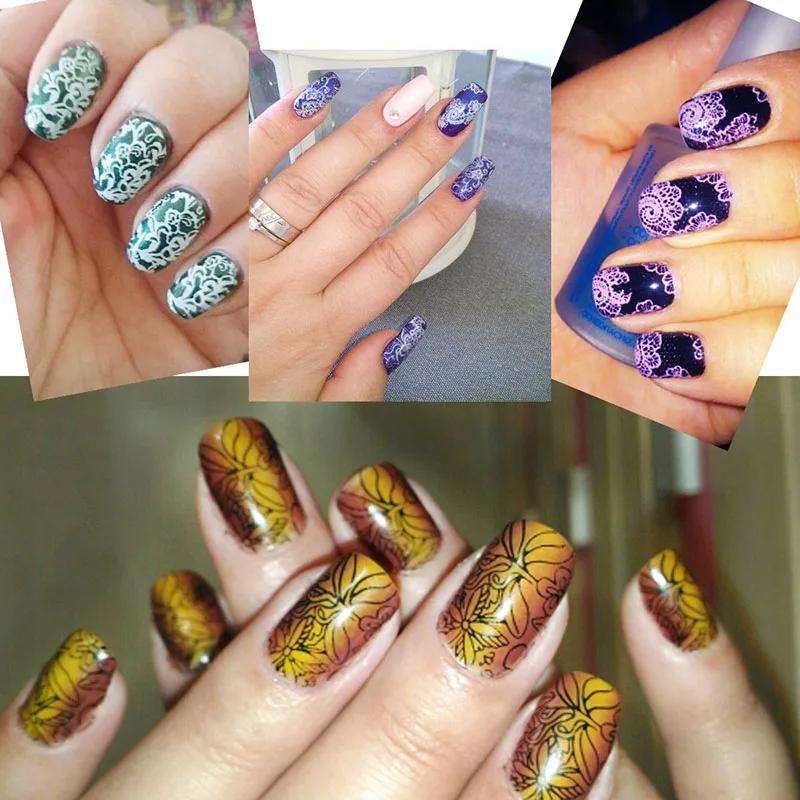 

10pc/set Nail Art Printing Template Stamping Plates Stainless Steel Geometry Lace Flower With Manicure Image press Plate Tool