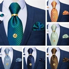 Новинка, модные мужские галстуки, 100% шелк, шейный галстук, носовой платок, набор, роскошные синие галстуки в клетку, Золотое кольцо, галстук, подарок для мужчин, DiBanGu