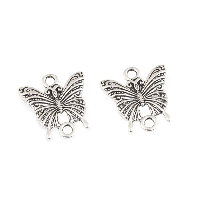 

20pcs Silver Color 25x23mm Cute Animal Butterfly Charms Connector Pendant Fit DIY Jewelry Making Handcrafted Accessories