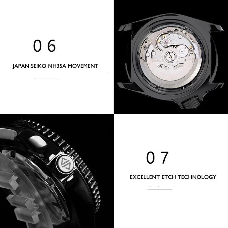 Часы наручные мужские с автоподзаводом водонепроницаемые 200 м | Наручные часы