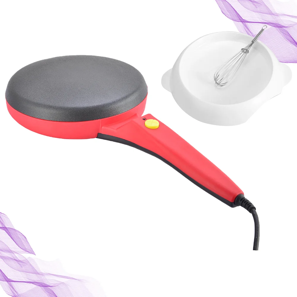 

Mini Electric Baking Pan 600W Handheld Crepe Maker with Whisk and Tray For Home Kitchen with Plug