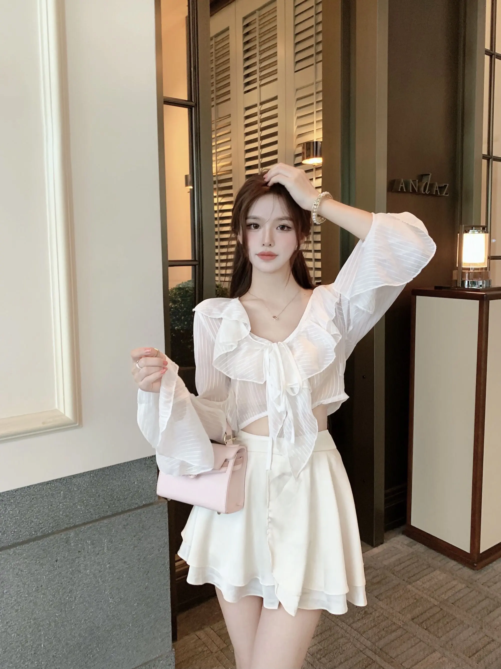 

COIGARSAM Women Skirt Ruffles Long Sleeve Skirts