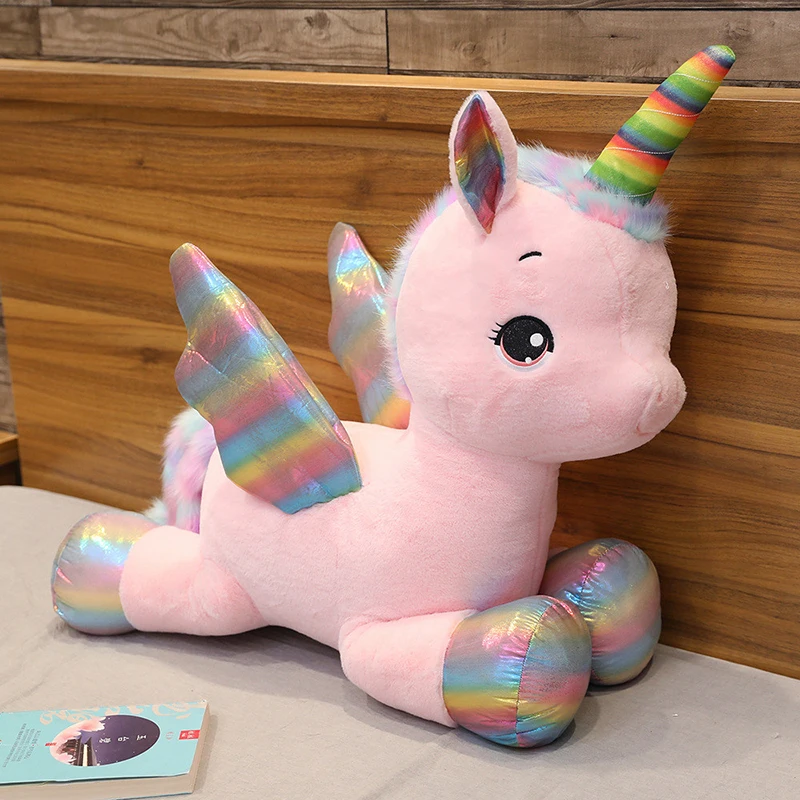 

Huggable Soft Cute Unicorn Dream Rainbow Plush Toy Cartoon Animal Stuffed Toy High Quality Pink Horse Home Decor Sleeping Pillow