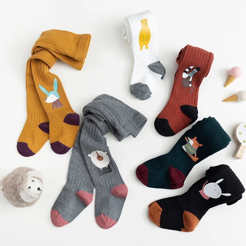 Колготки для маленьких девочек хлопковые Мультяшные чулки теплые колготки