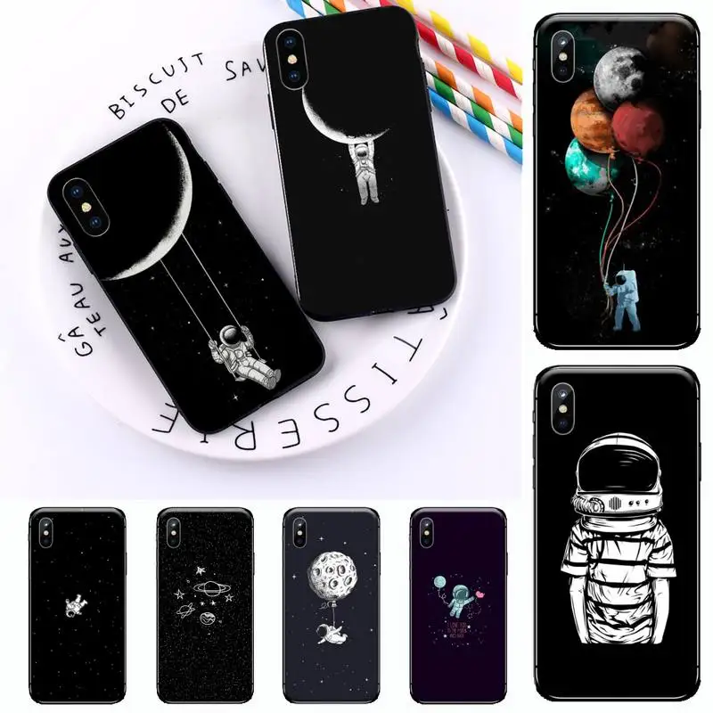 cartoon matte astronaut space phone case for iphone 11 12 mini pro xs max 8 7 6 6s plus x 5s se 2020 xr free global shipping