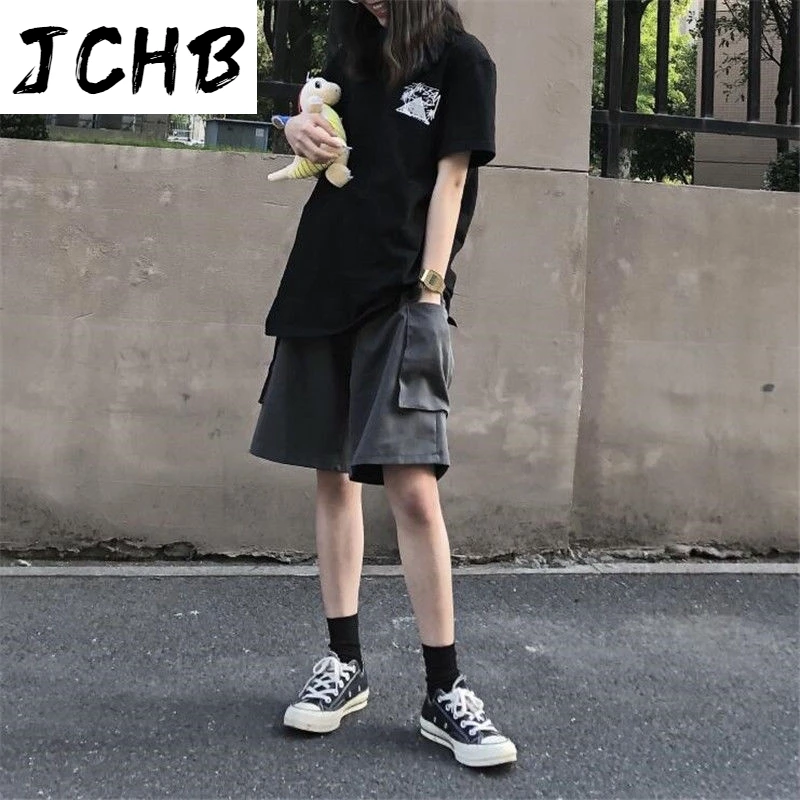 

2021 New Fashion Workwear Shorts Female Summer High Waist Loose Casual Wide Leg Shorts Ins Style Straight Five Points Shorts