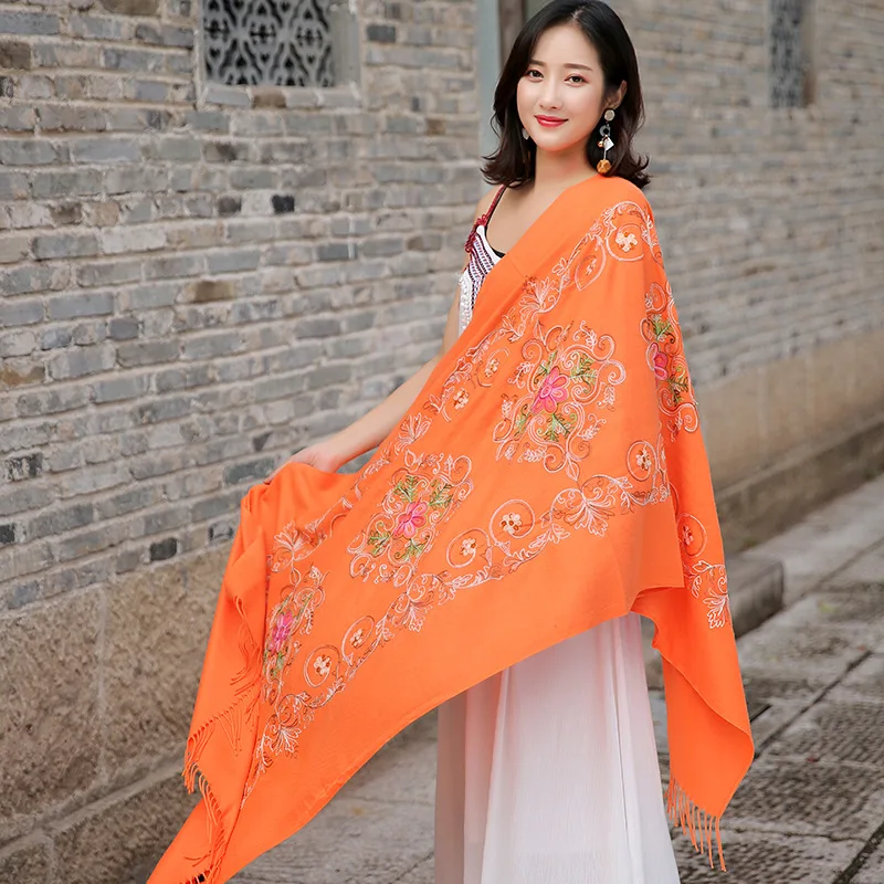 Бренд Горячая леди 2019 Новый женский кашемировый вышитый шарф Национальный Ветер