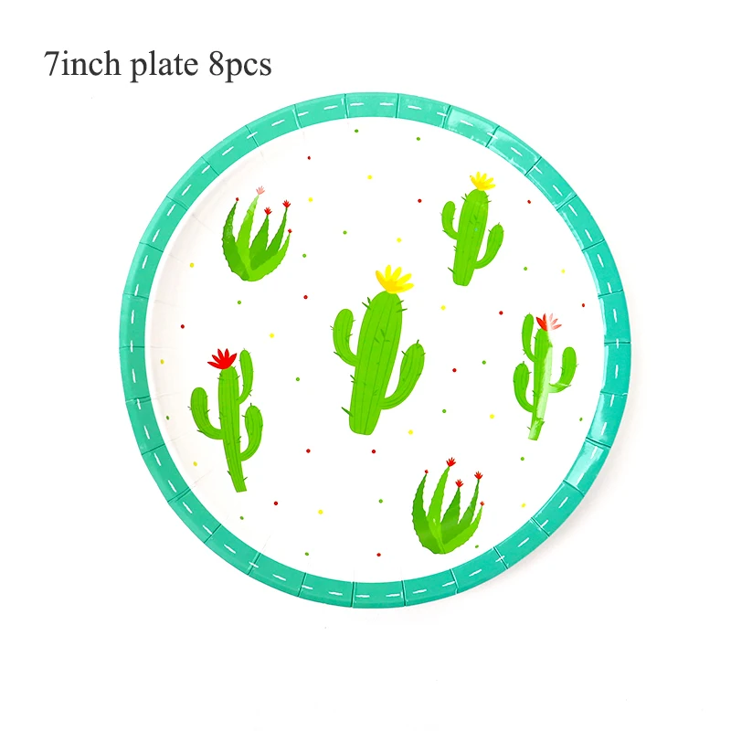 7inch plate 8pcs Кактус лама вечерние скатерти одноразовая посуда Альпака бумажные тарелки и стаканы дети день рождения, детский душ вечерние украшения - Цвет: 7inch plate 8pcs