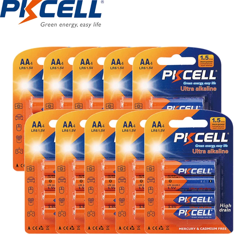 Аккумуляторы PKCELL AA 40 шт. 1 5 в LR6 AM3 E91 MN1500|Батарейки| |
