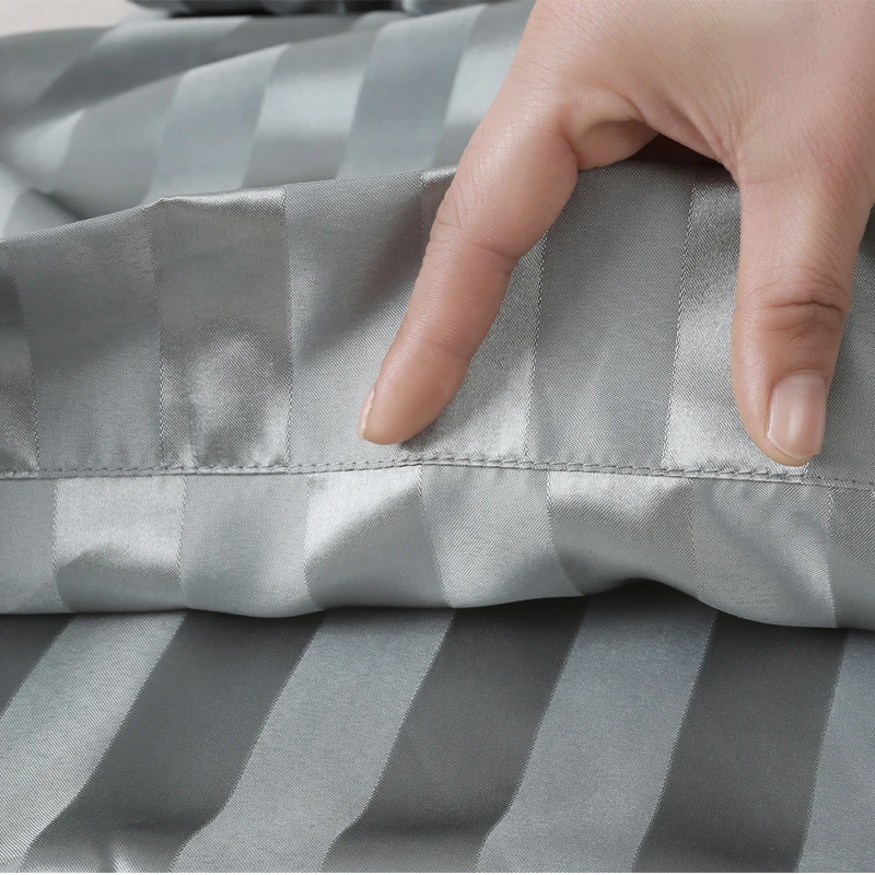 

100% Satin silk Pillow case solid color satin strip pillow cover High-end pillow cases king safe No zipper Pillowcases for home