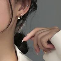 fmily minimalist 925 silver needle small discs micro inlaid zircon earrings retro fashion exquisite jewelry for girlfriend gifts