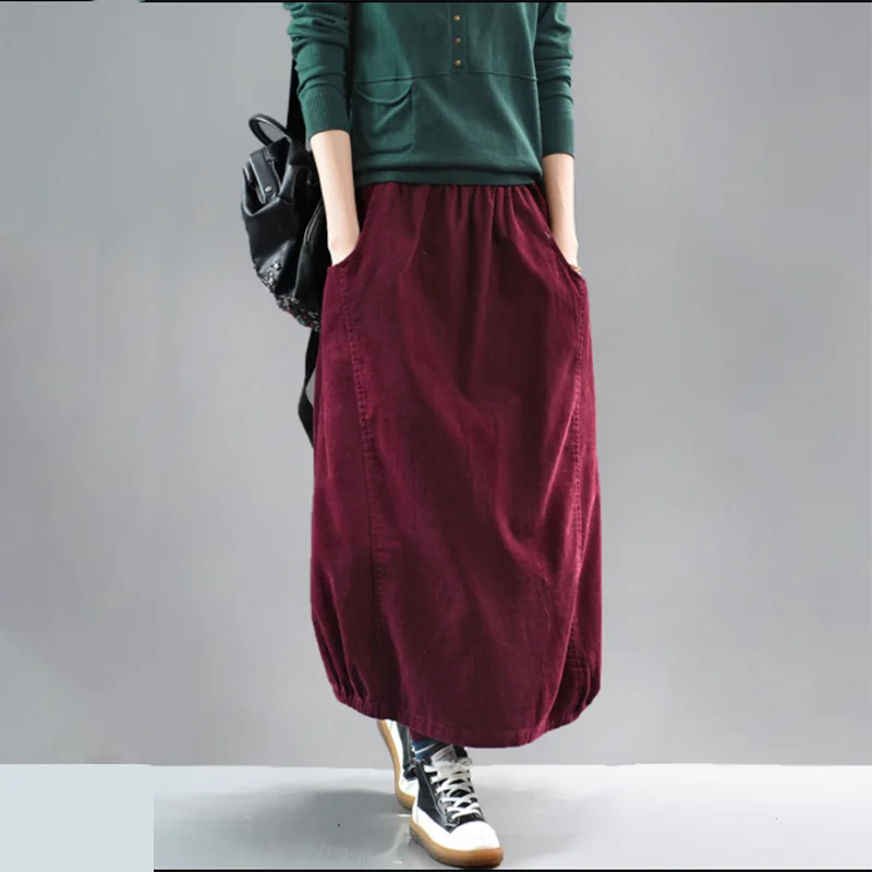 Осенне зимняя женская юбка с эластичной резинкой на талии облегающая ретро