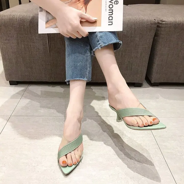 

Sexy Queen Gladiator Sandals knit Women Jelly Transparent PVC Sandals Pointed Toe High Heels Party Cross Women Sandals Zapatilla