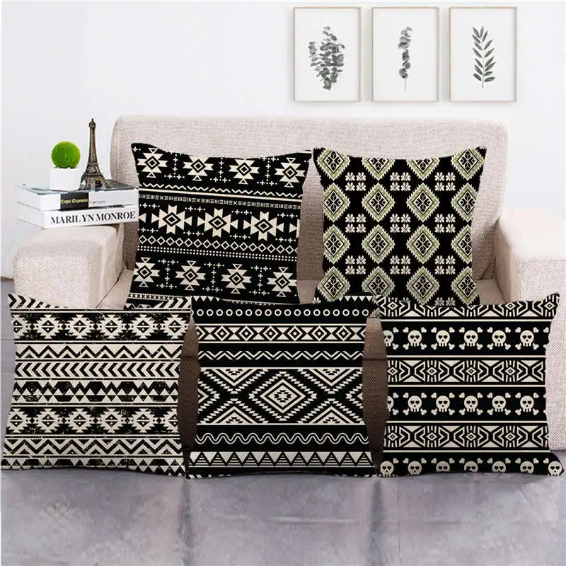 darkness  geometric Indian aztec  design throw cushion cover linen/cotton sofa  pillow cover decorative pillow case