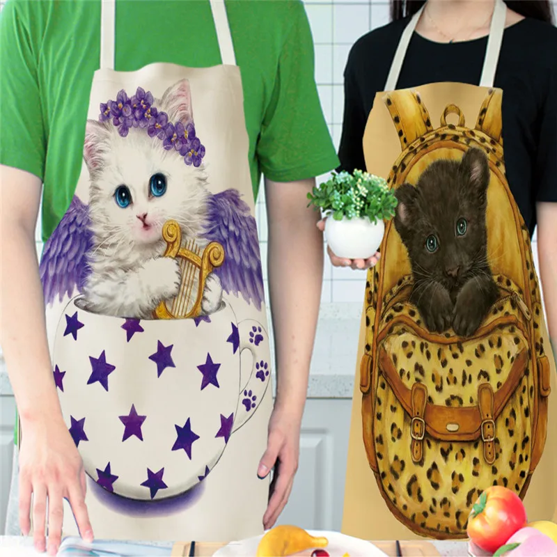 Панда Кухонный Фартук с узором для женщин хлопковые льняные фартуки без рукавов