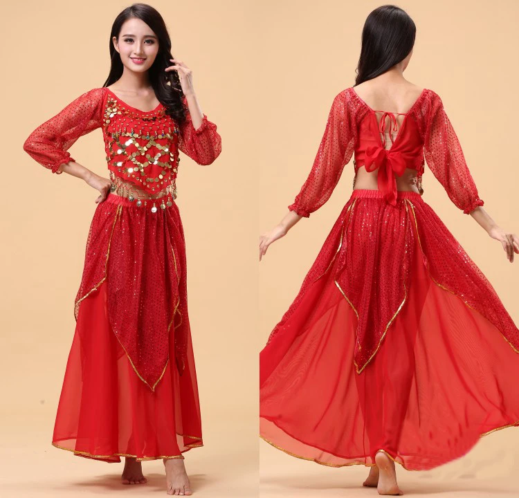 Женский костюм для танца живота комплект из двух предметов: футболка и юбка |