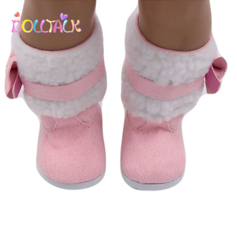 Зимняя розовая декоративная плюшевая кукла реборн 7 см с бантом обувь для кукол 43