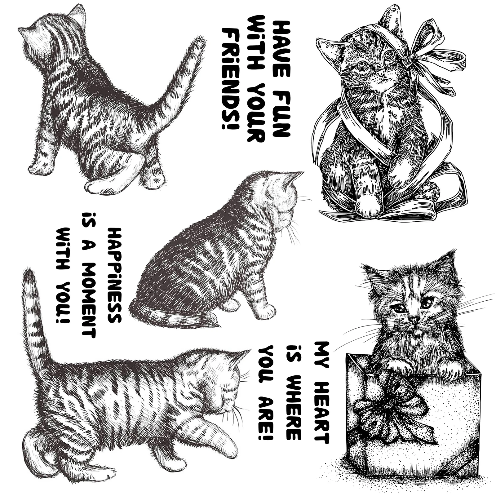 Штамп с кошками Civet | Штампы и штампы для вырезания кошек в подарочной коробке