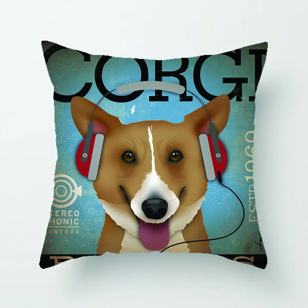 

45*45cm Cute Cartoon Dog Theme Pillow Case Flannel Cushion Cover Pillowcase Sofa Home Office Decorative Home Textile Supplies