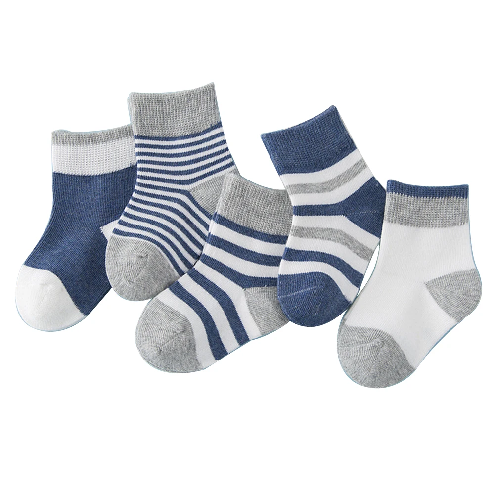 

5 Pairs Toddler Baby Boy Girl Breathable Soft Cotton Anti-slip Striped Socks New