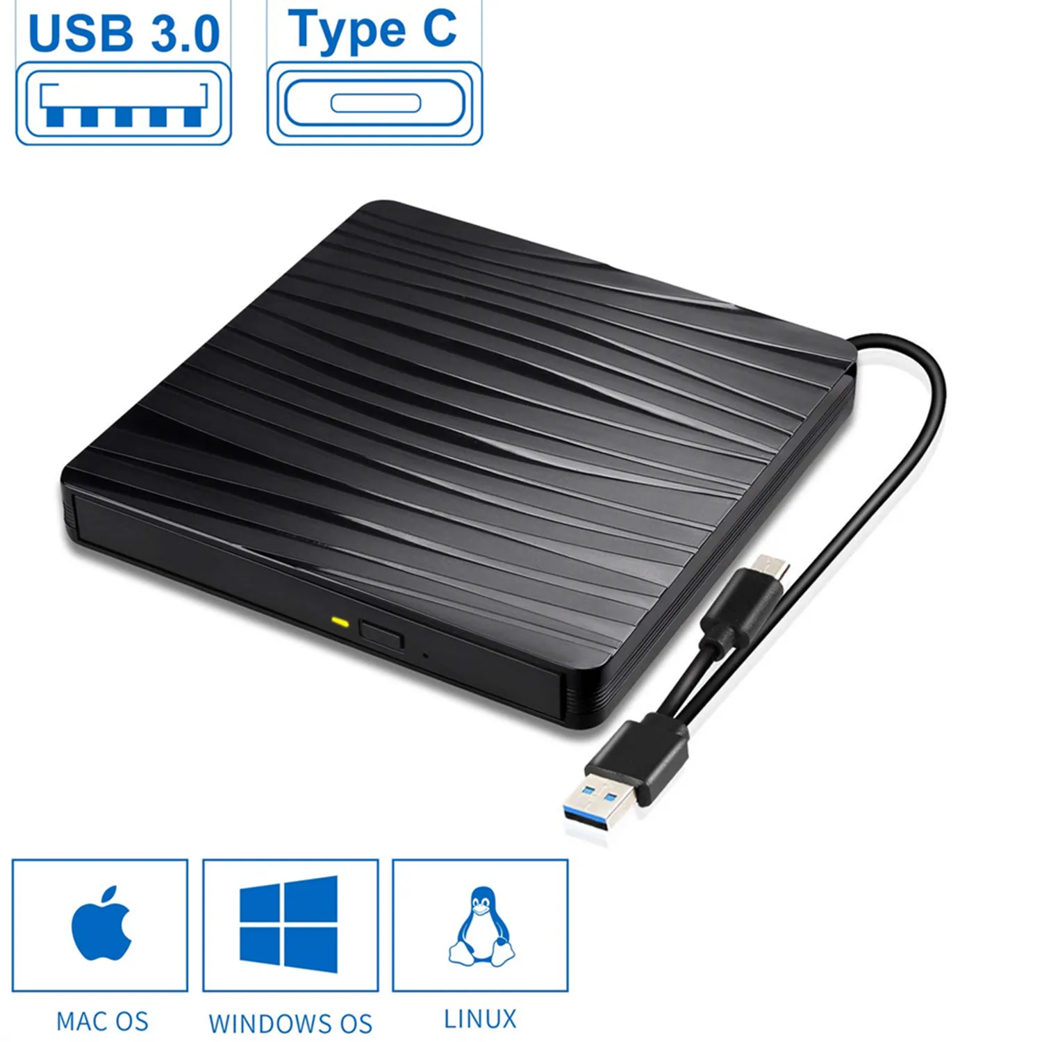 YiYaYo Тип C USB 3,0 DVD привод DVD RW горелка Писатель Rewriter CD rom ридер плеер Внешний привод для портативных ПК Windows Mac OS