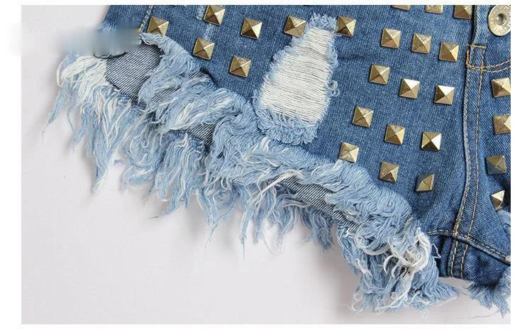 Сандалии с шипами и заклепками Шорты жаркое лето джинсы Botas Feminina/Новые Фирменные