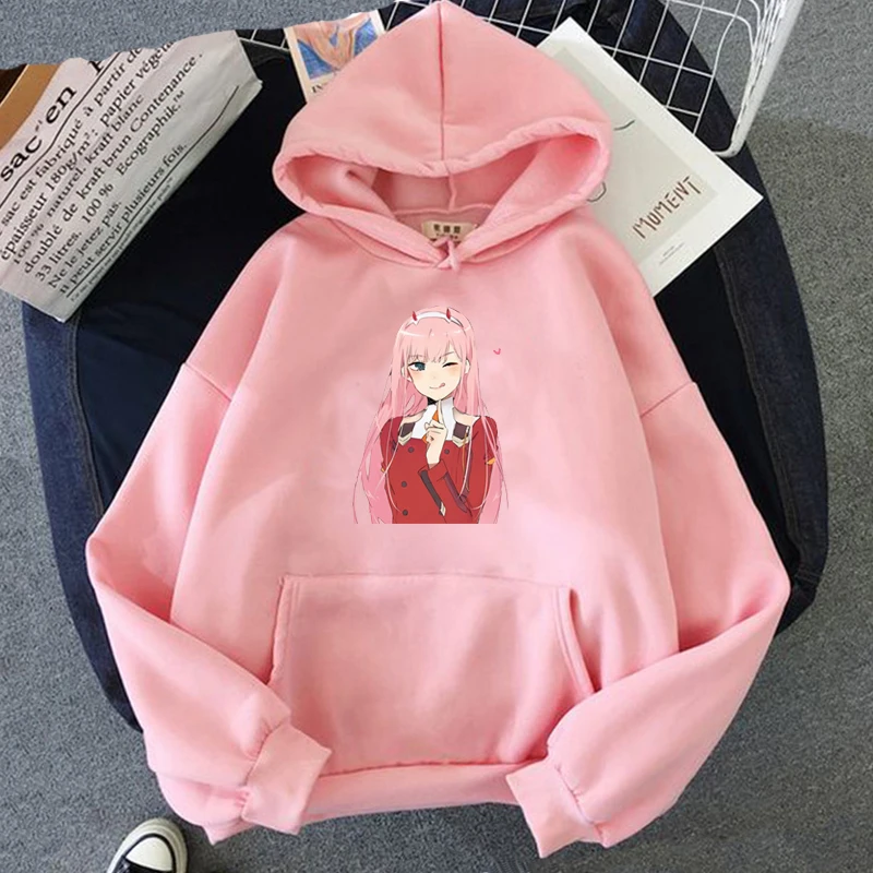 

Толстовка Zero Two с капюшоном и рисунком аниме, свитшоты, женские милые толстовки с капюшоном, толстовки на весну и осень, толстовки оверсайз д...