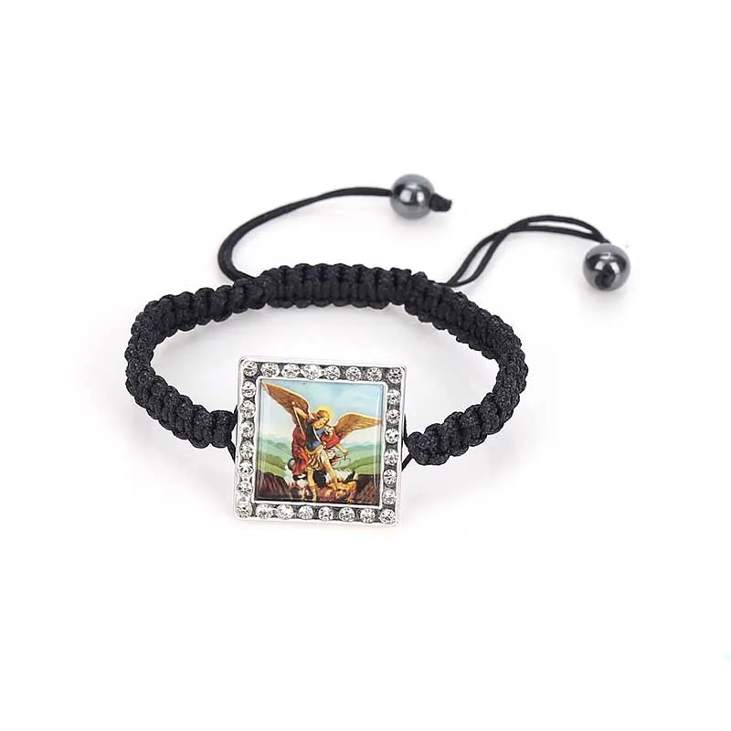 Ручной работы черный браслет-веревочка Крест Иисуса Девы Марии Святого браслет