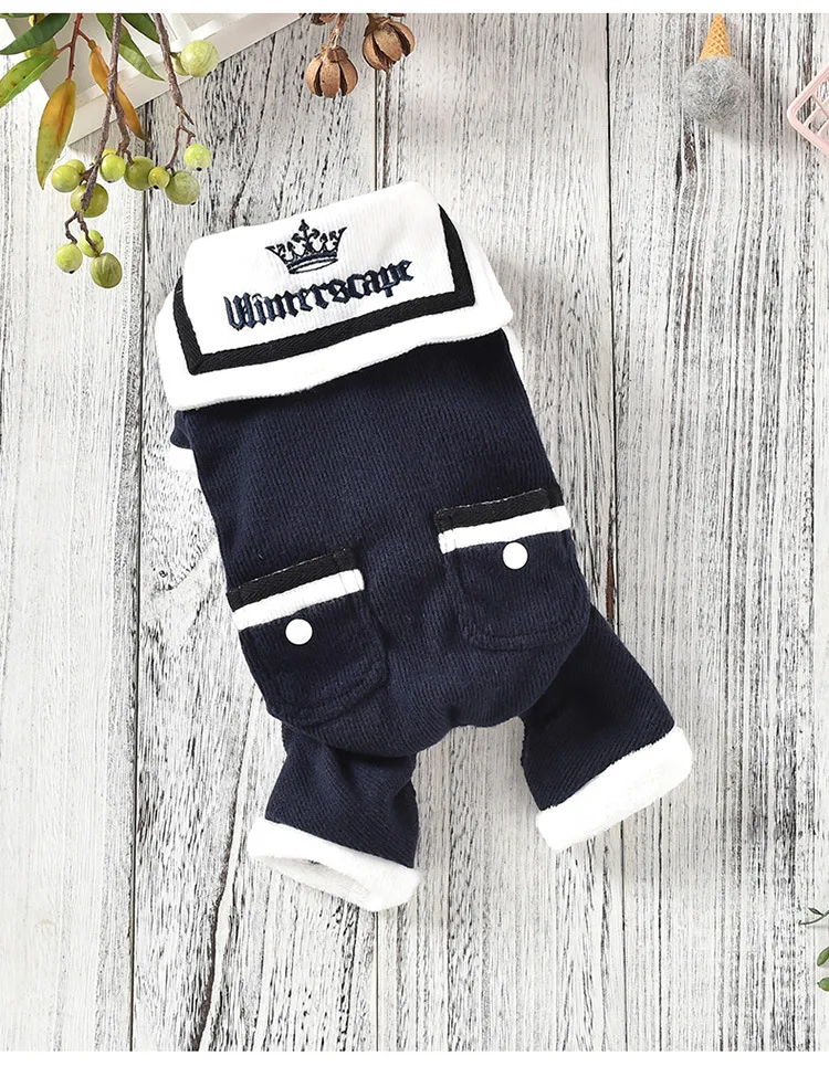 Newest Dog Clothes for Autumn and Winter Navy Blue Pink Colors Four-legged Leisure Sports Style Small Dog and Puppy Clothes