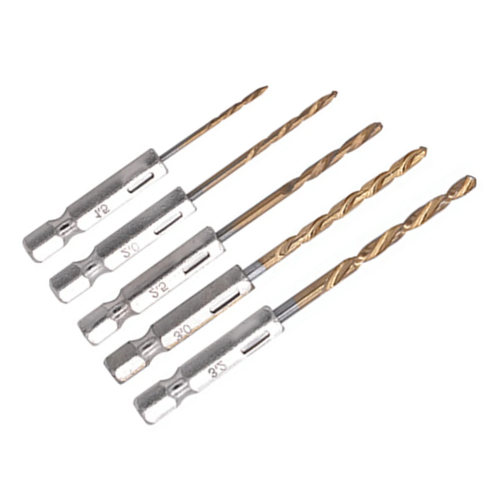 

HSS Drill Bits 1.5-4.8mm 1/4" hex shank 5pcs Metal Hole For metal Wood & plastic