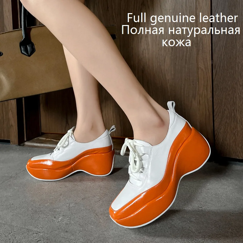Женская обувь весна лето 2021 Модные туфли из натуральной кожи со шнуровкой