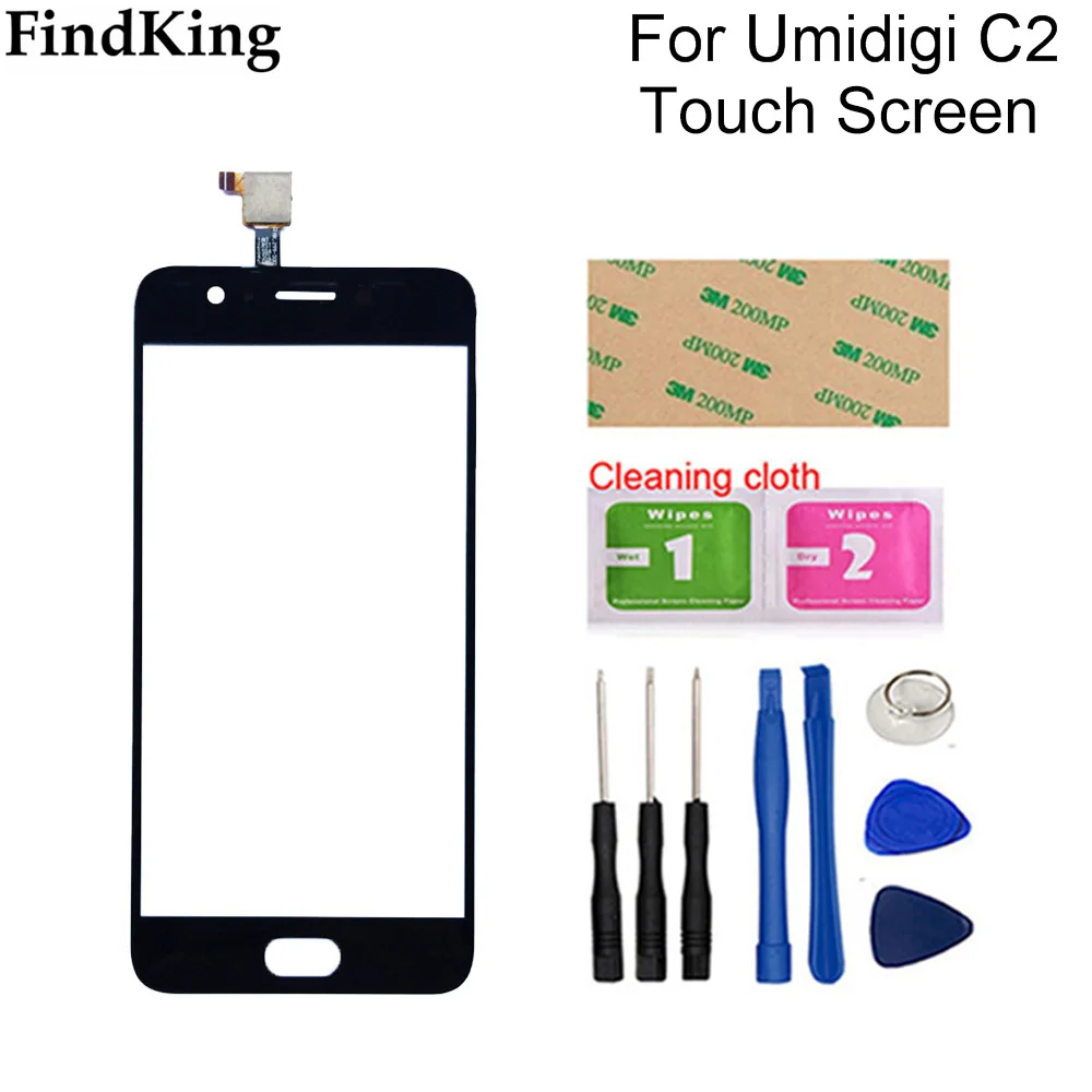 5 0 mobile phone touch glass for umidigi c2 touch screen glass for umi c2 digitizer panel lens sensor tools adhesive free global shipping